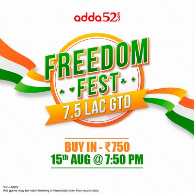 Adda52 announces ‘Freedom Fest’ – an online Poker tournament to celebrate 75 years of Independence