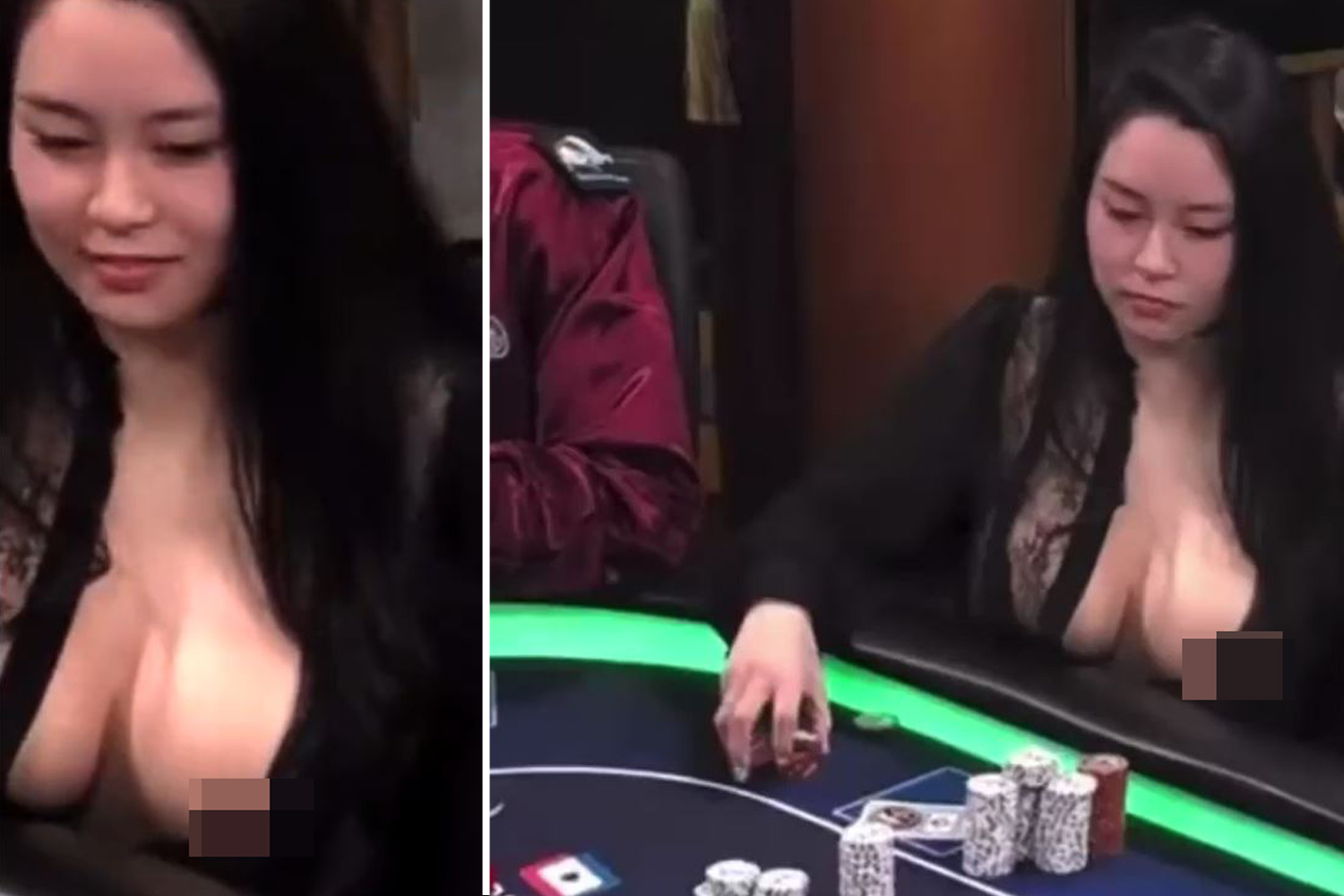 Glamorous poker player suffers repeated ‘wardrobe malfunctions’ in game and is slammed for distracting players